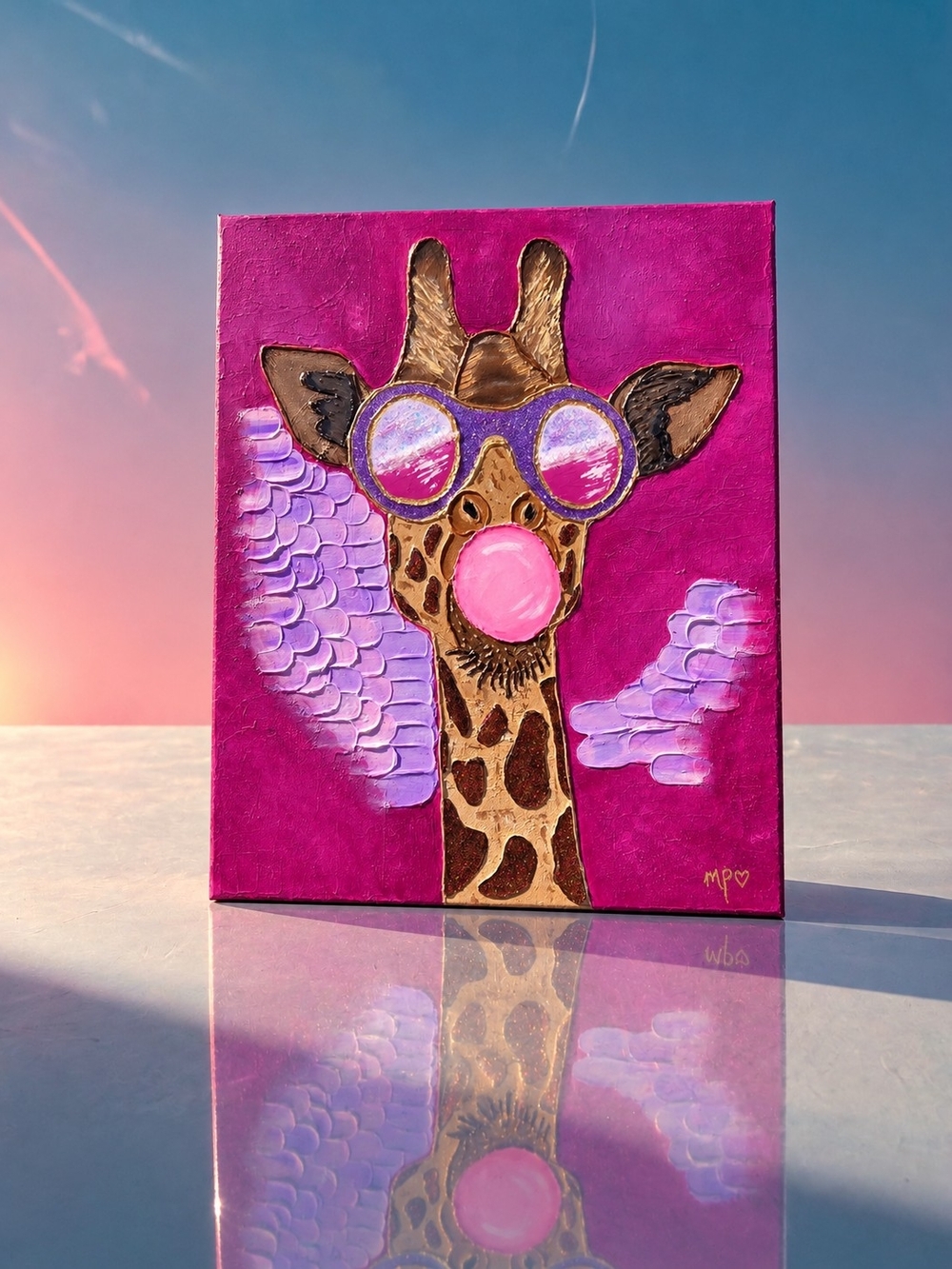 Bubblegum & Boujee Giraffe - 16x20 Canvas